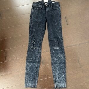 Frame jeans - "Le Skinny de Jeanne," dark blue distressed, size 26